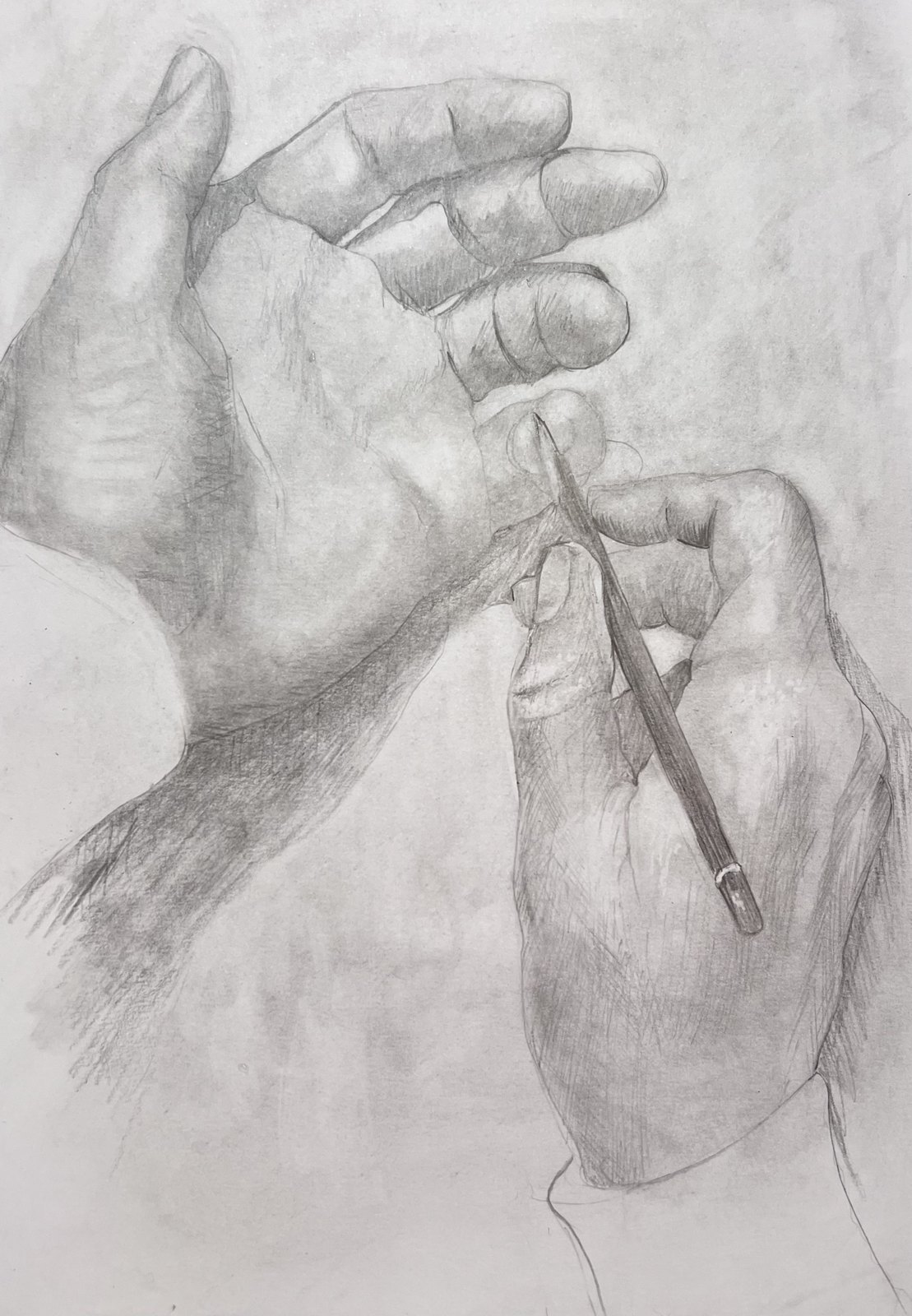 Étude de mains au crayon, Joseph E. Sherriff