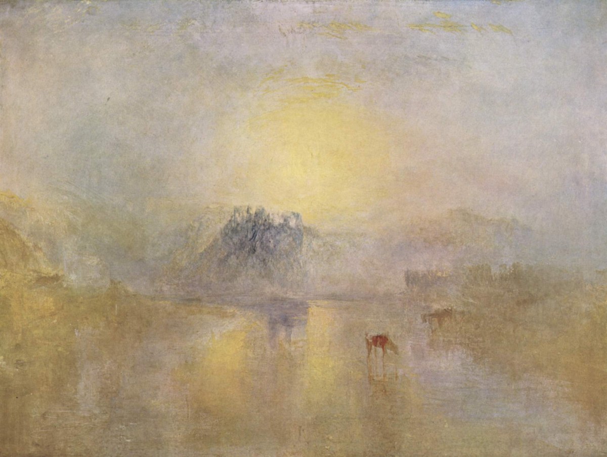 J.M.W. Turner, Norham Castle, Sunrise, c.1845. Oil on canvas. Tate (Turner Bequest). Via Wikimedia Commons, public domain.